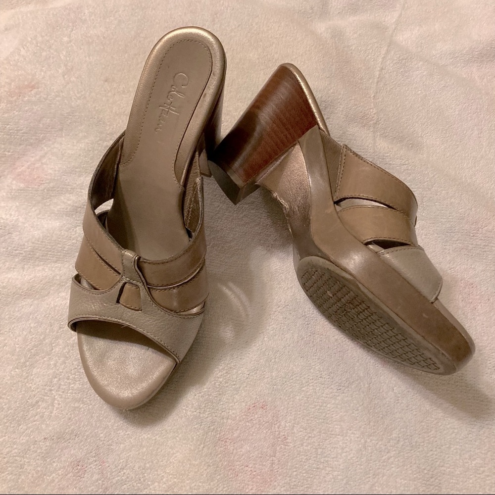 DONATED:  Cole Haan bronze slide sandals, size 7 1/2